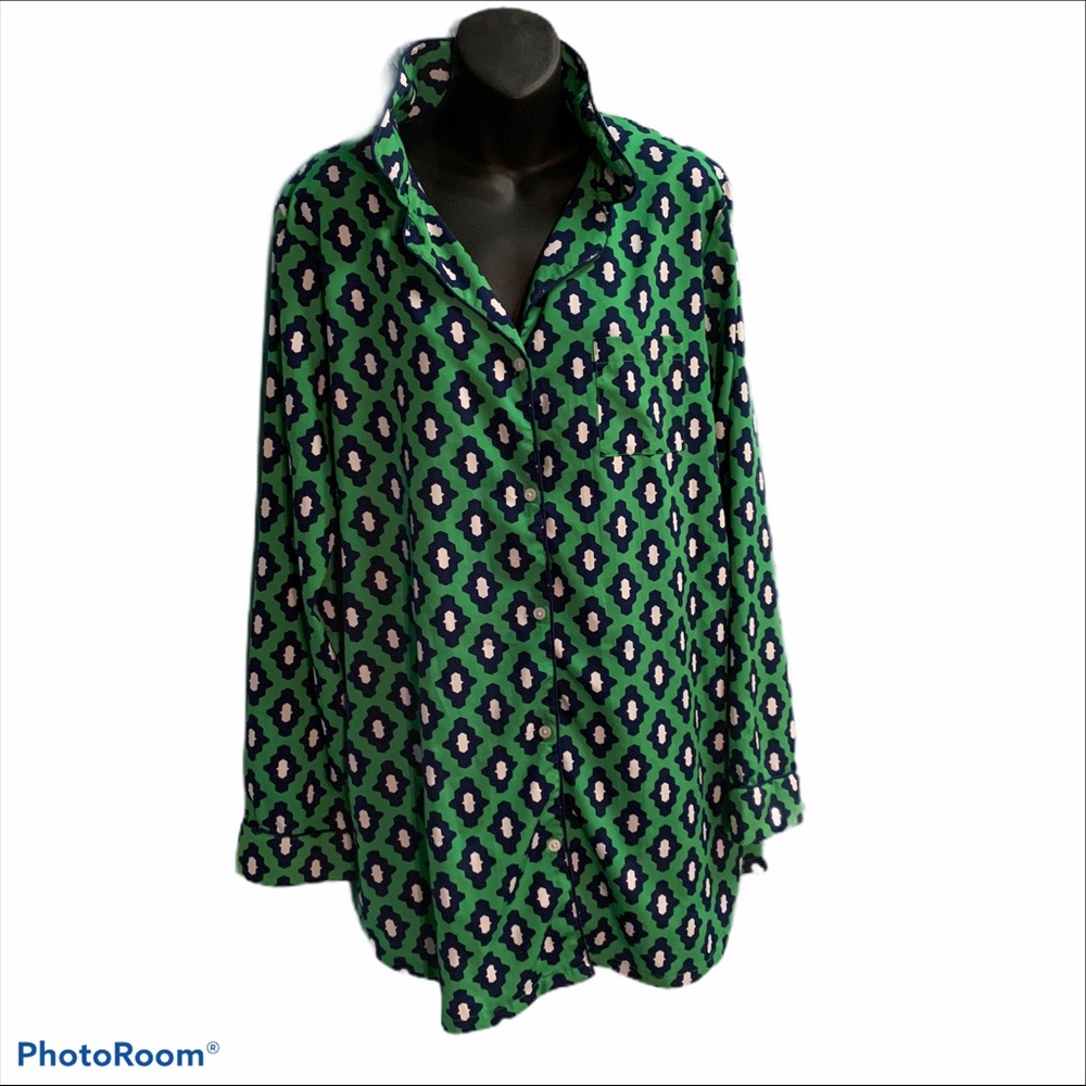 Mud Pie Women’s Lg Sleep shirt Blue Green …